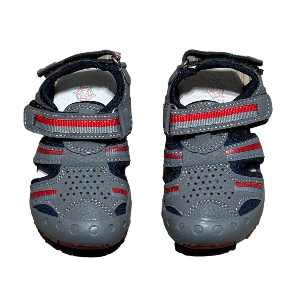 Apakowa Gray Blue and Red Kids Athletic Sandal Shoe Size 22 / 6